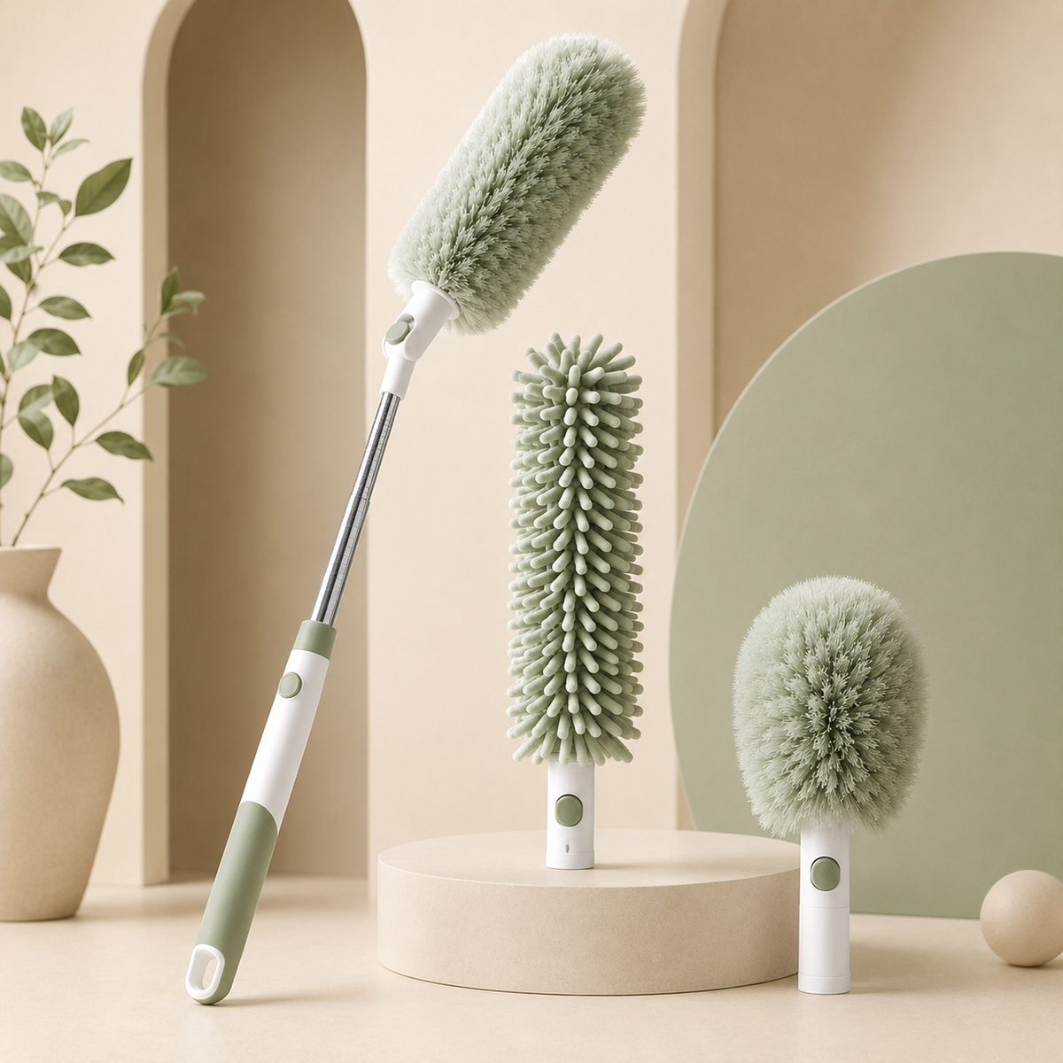 Replaceable-Head Extendable Duster for Ceiling Fans, Shelves, Blinds & Home Cleaning
