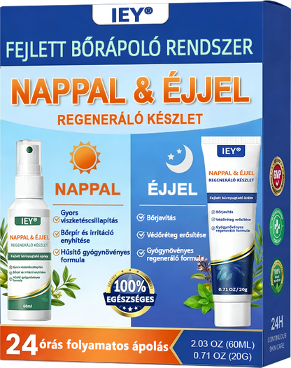IEY® Pikkelysömör Nappal & Éjjel regeneráló készlet – fejlett bőrápoló rendszer, 100% szteroidmentes duó a bőr megnyugtatására és regenerálására