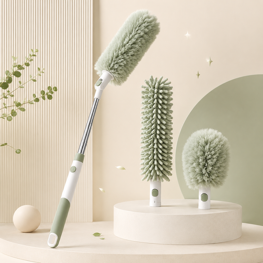 Replaceable-Head Extendable Duster for Ceiling Fans, Shelves, Blinds & Home Cleaning