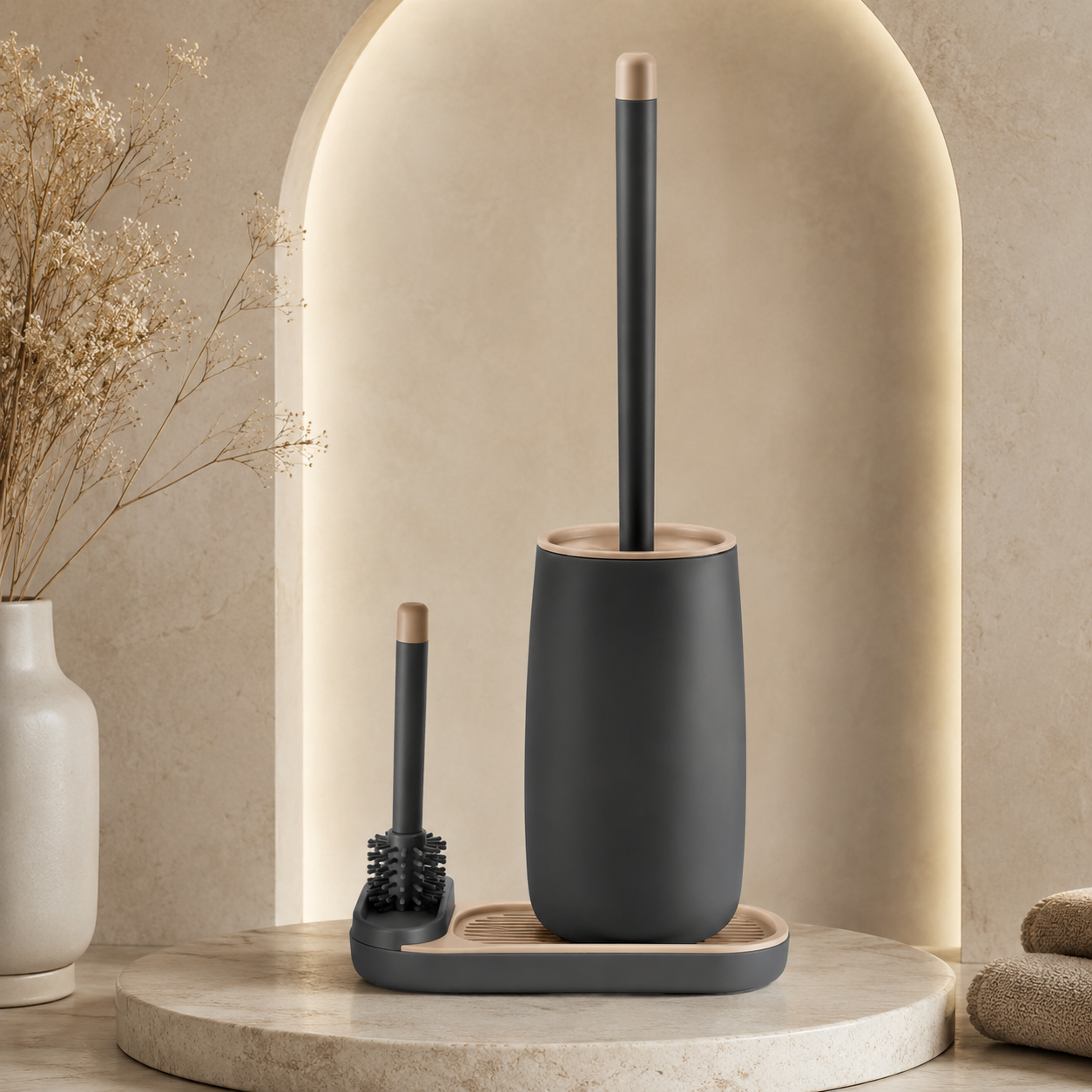 Modern Silicone Toilet Brush Set with Holder for Bathroom Cleaning