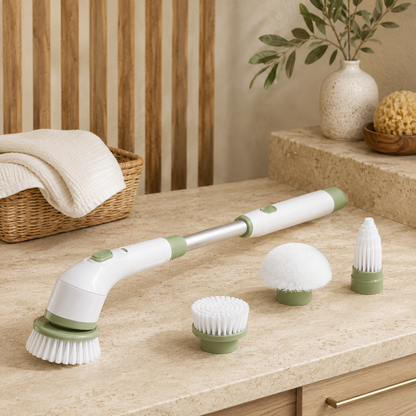 Electric Spin Cleaning Brush with Replaceable Heads for Bathroom & Kitchen Cleaning