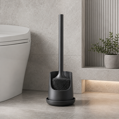 Silicone Toilet Brush Set with Holder for Bathroom Cleaning