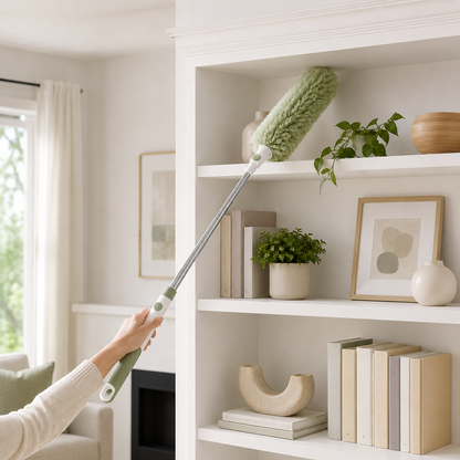 Replaceable-Head Extendable Duster for Ceiling Fans, Shelves, Blinds & Home Cleaning