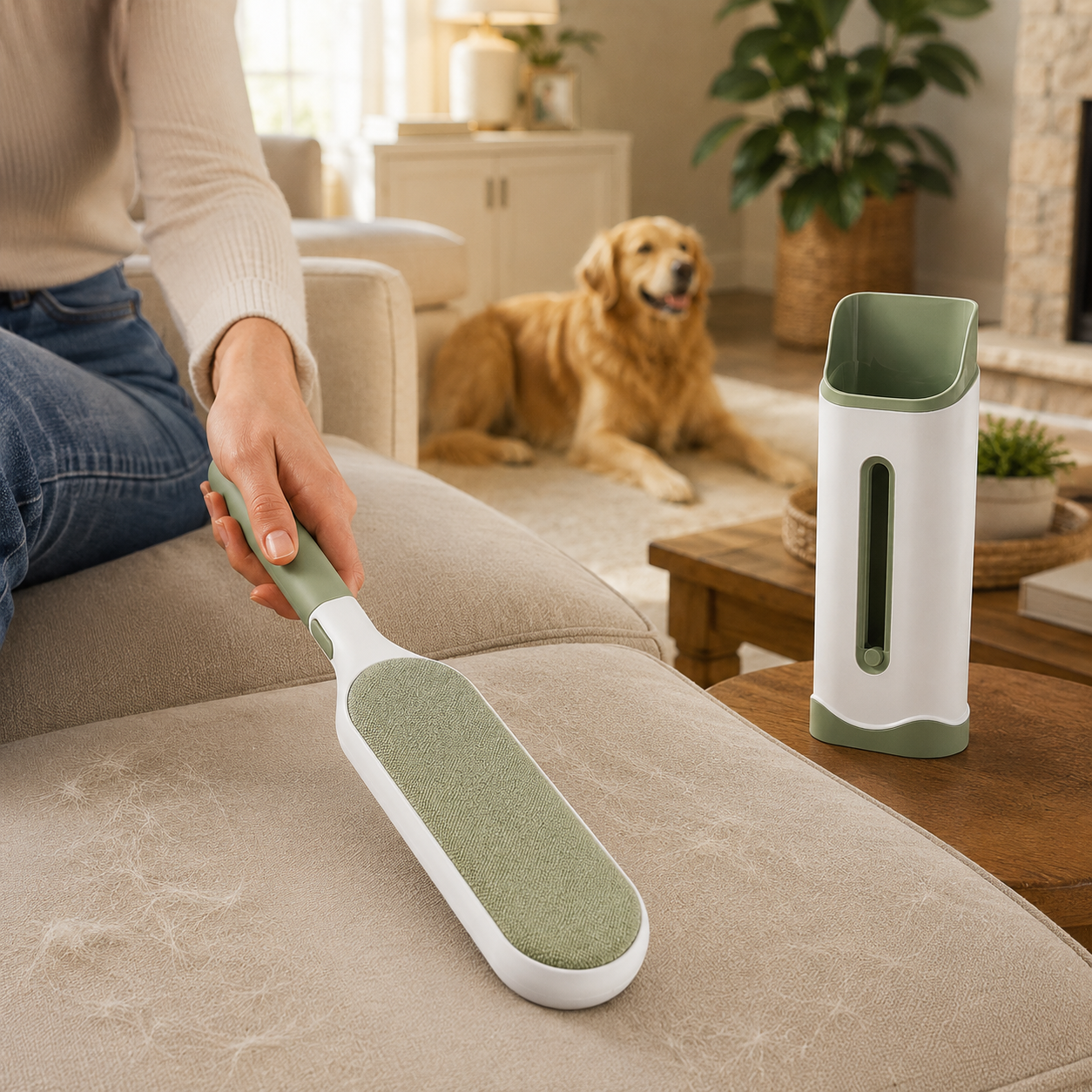 Reusable Pet Hair Removal Brush for Sofa, Clothes, Bedding & Fabric Cleaning