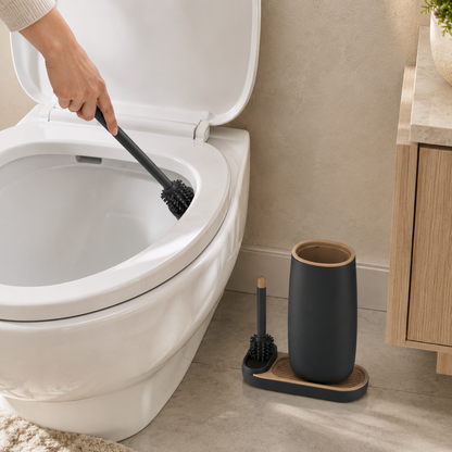 Modern Silicone Toilet Brush Set with Holder for Bathroom Cleaning