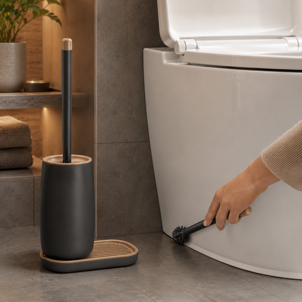 Modern Silicone Toilet Brush Set with Holder for Bathroom Cleaning