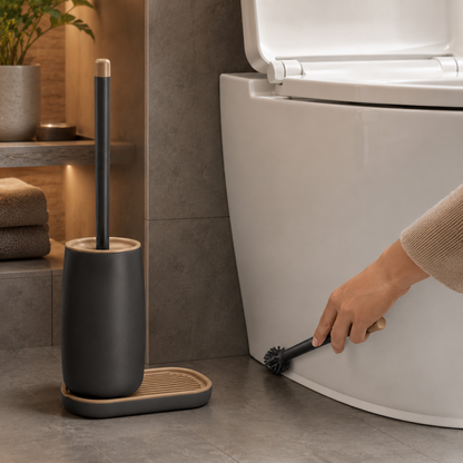 Modern Silicone Toilet Brush Set with Holder for Bathroom Cleaning