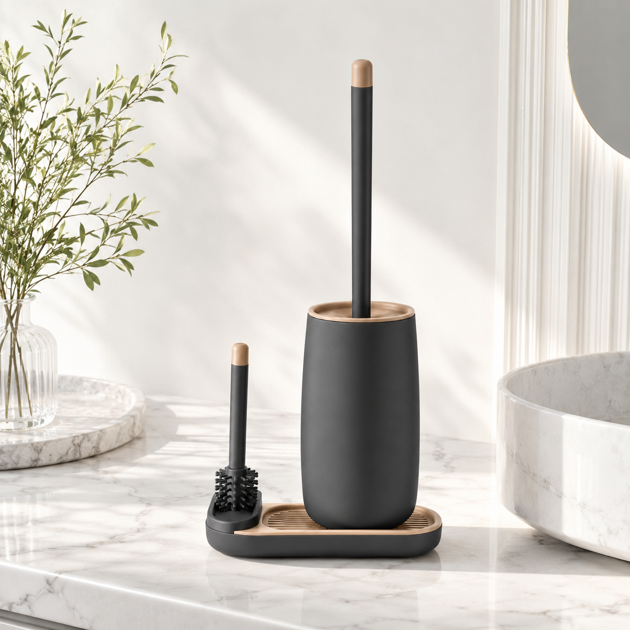 Modern Silicone Toilet Brush Set with Holder for Bathroom Cleaning