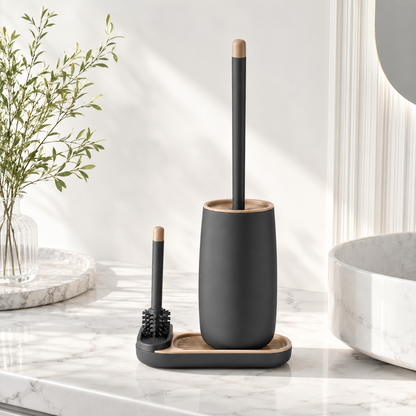 Modern Silicone Toilet Brush Set with Holder for Bathroom Cleaning