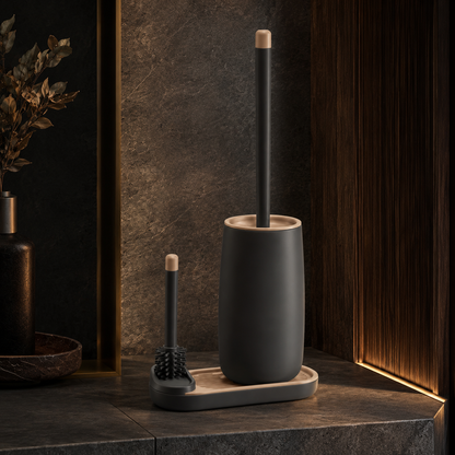 Modern Silicone Toilet Brush Set with Holder for Bathroom Cleaning