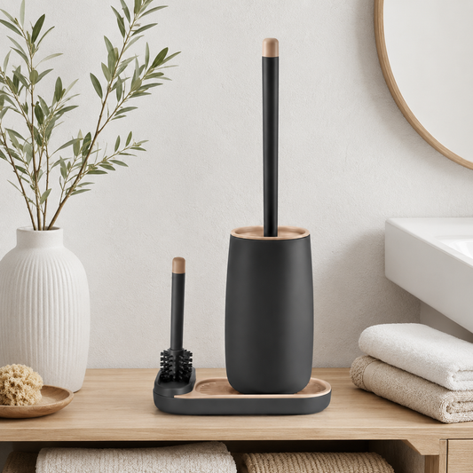 Modern Silicone Toilet Brush Set with Holder for Bathroom Cleaning