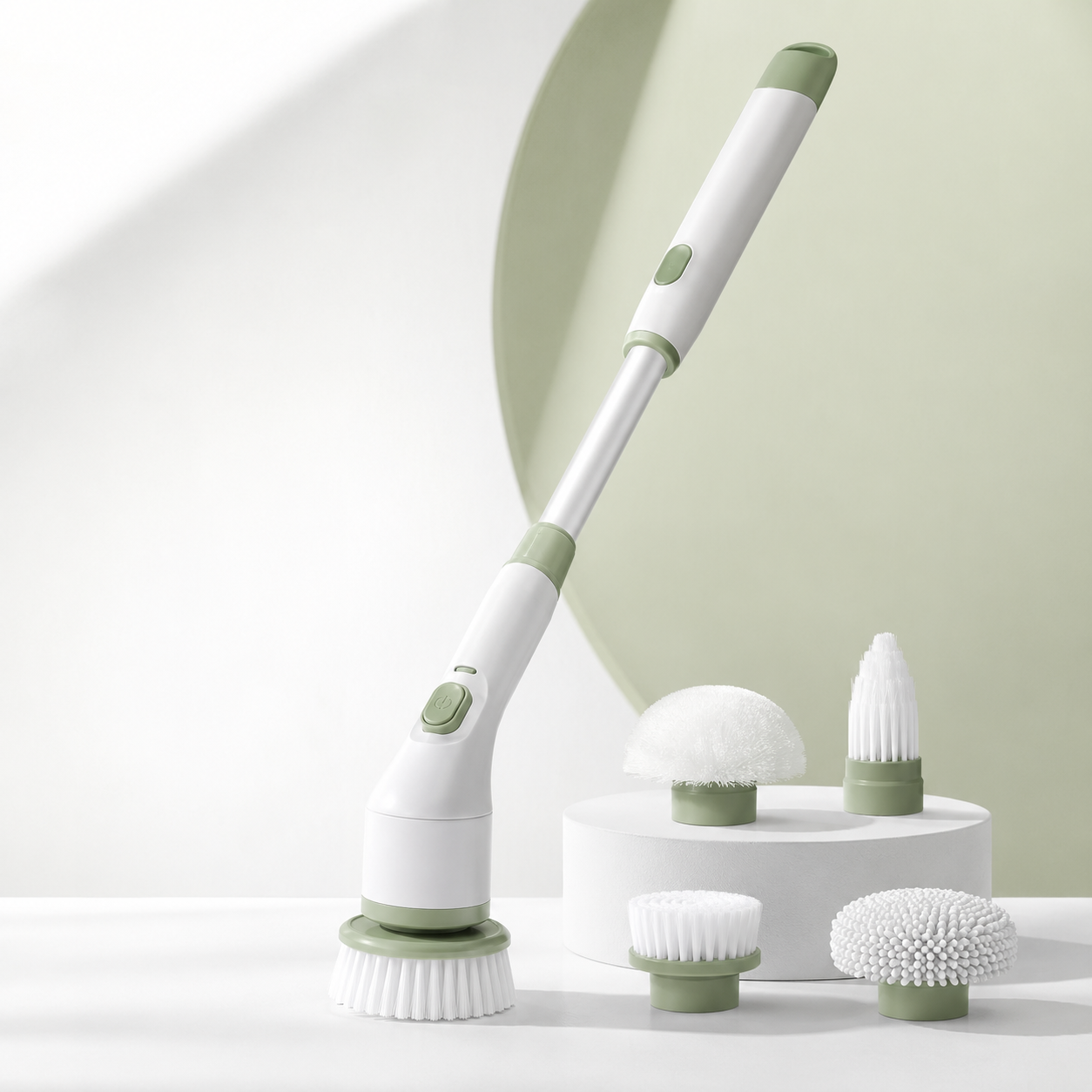 Electric Spin Cleaning Brush with Replaceable Heads for Bathroom & Kitchen Cleaning