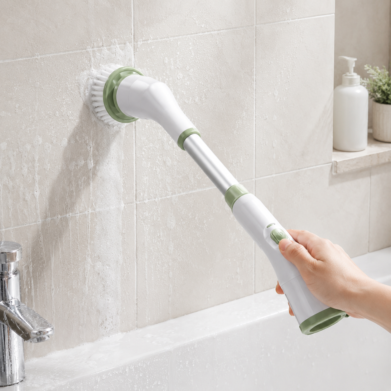 Electric Spin Cleaning Brush with Replaceable Heads for Bathroom & Kitchen Cleaning