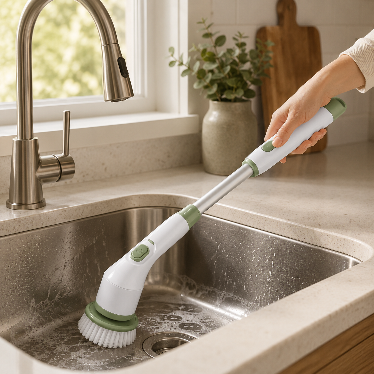 Electric Spin Cleaning Brush with Replaceable Heads for Bathroom & Kitchen Cleaning