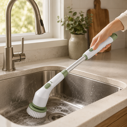 Electric Spin Cleaning Brush with Replaceable Heads for Bathroom & Kitchen Cleaning