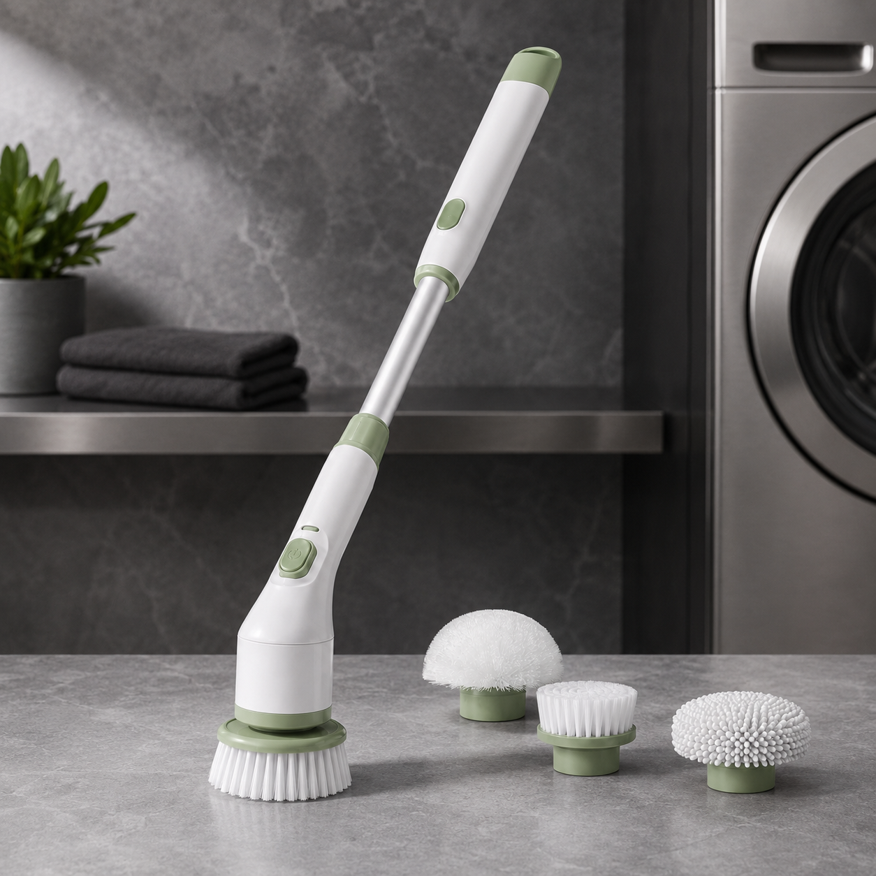Electric Spin Cleaning Brush with Replaceable Heads for Bathroom & Kitchen Cleaning