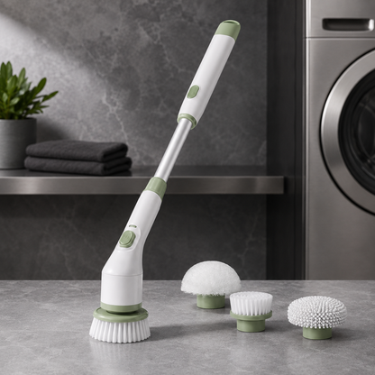 Electric Spin Cleaning Brush with Replaceable Heads for Bathroom & Kitchen Cleaning