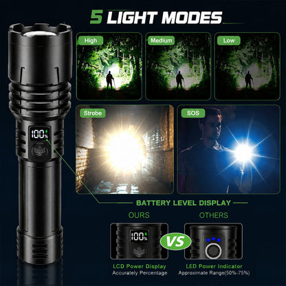 🔥BEST DEAL OFFER 70% OFF + 🎁 2026 Billhol® NEW Super Bright Ultimate Tactical Survival Flashlight · 2M+ SOLD · 80X Brighter ·120H Runtime · Military COB LED Tech🛒