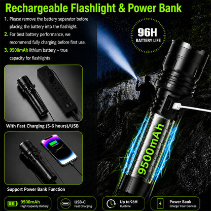 🔥BEST DEAL OFFER 70% OFF + 🎁 2026 Billhol® NEW Super Bright Ultimate Tactical Survival Flashlight · 2M+ SOLD · 80X Brighter ·120H Runtime · Military COB LED Tech🛒